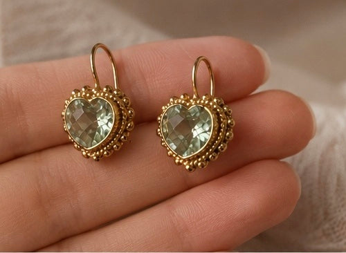 Herz Ohrringe Amethyst, 925 Silber, 18K vergoldet
