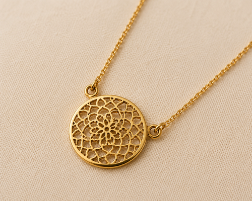 Amulett Blumen-Mandala, 925 Silber, 18K vergoldet