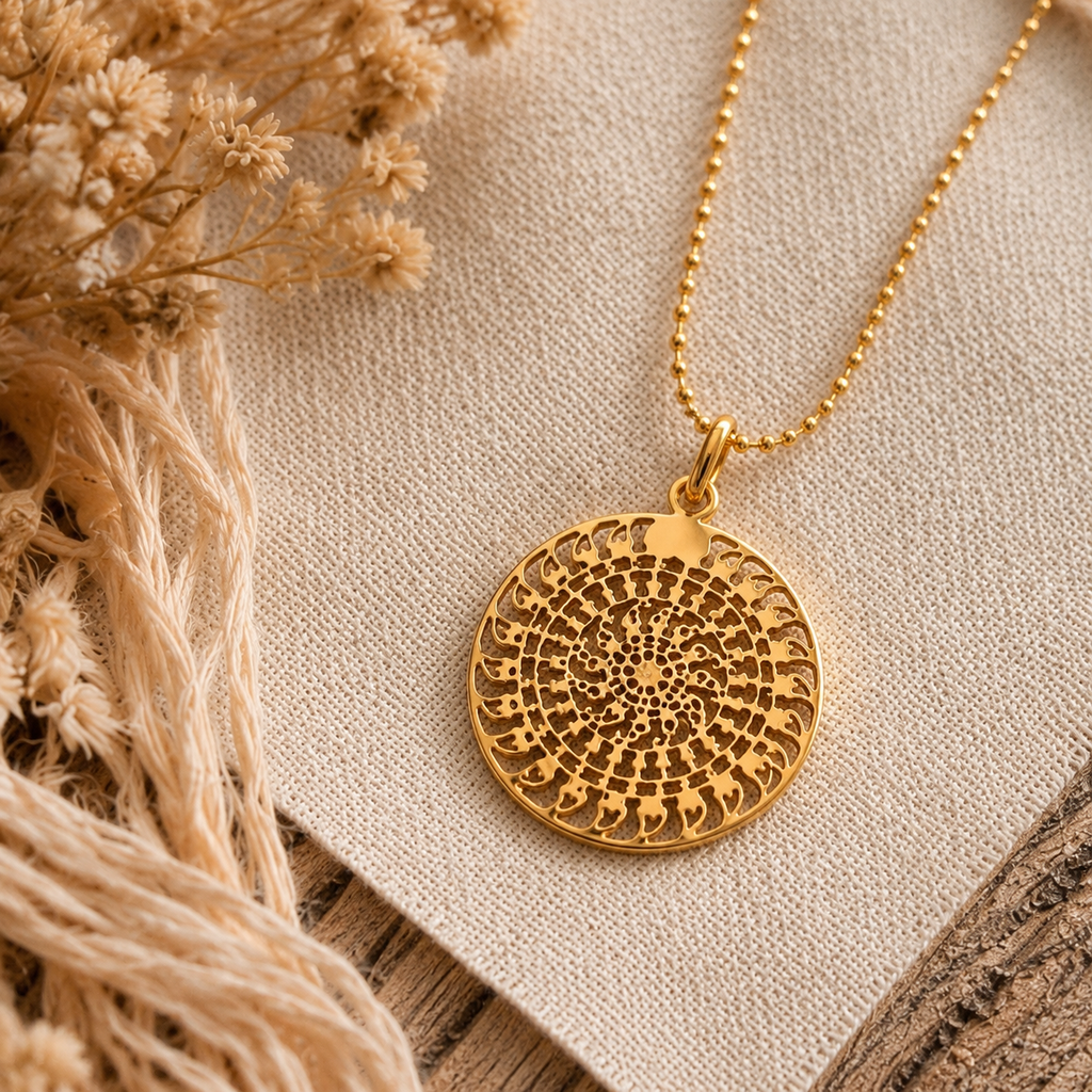 Sonnen-Amulett „Aurora“ 925 Silber, 18K vergoldet